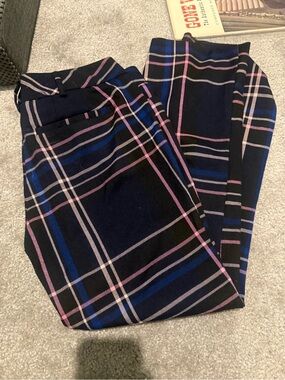 Avenue Navy Plaid Dress Pants with Pink & Blue Windowpane